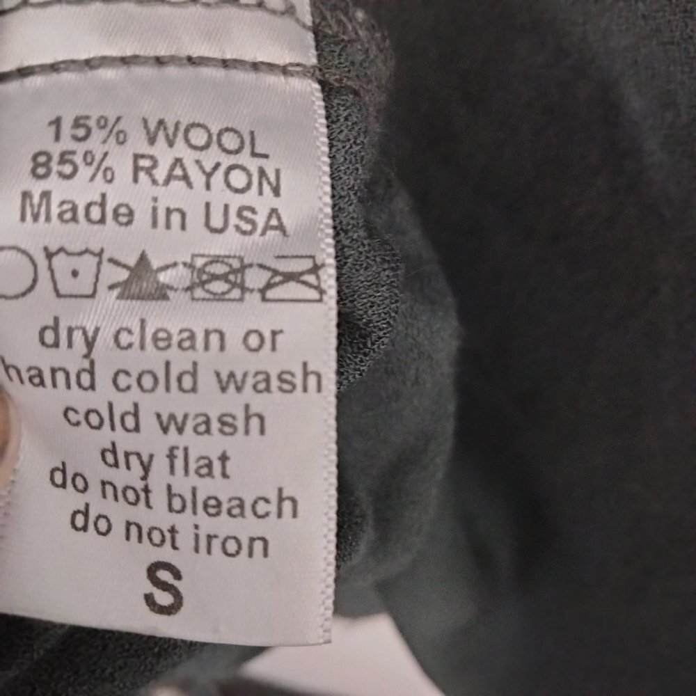 Black Crane Slim Dress Rayon Wool Small - Picture 10 of 10